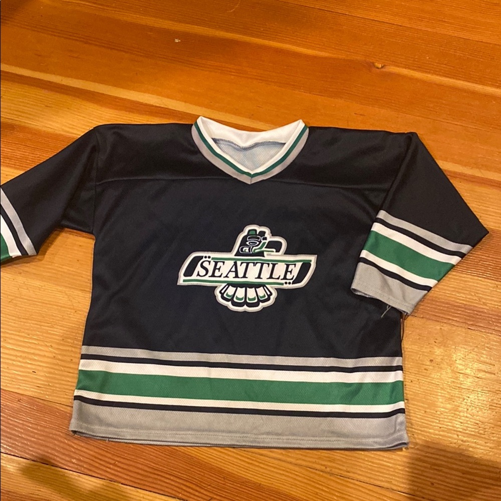 Seattle Kids Thunderbird Hockey Jersey - Black and Green
